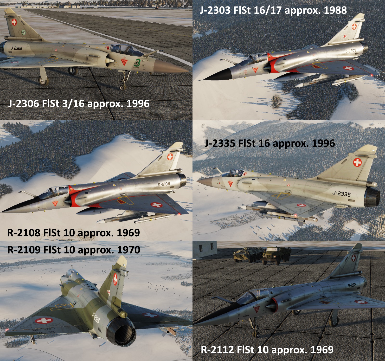 Mirage 2000C] Fictional Swiss Air Force Pack (6 skins) v9
